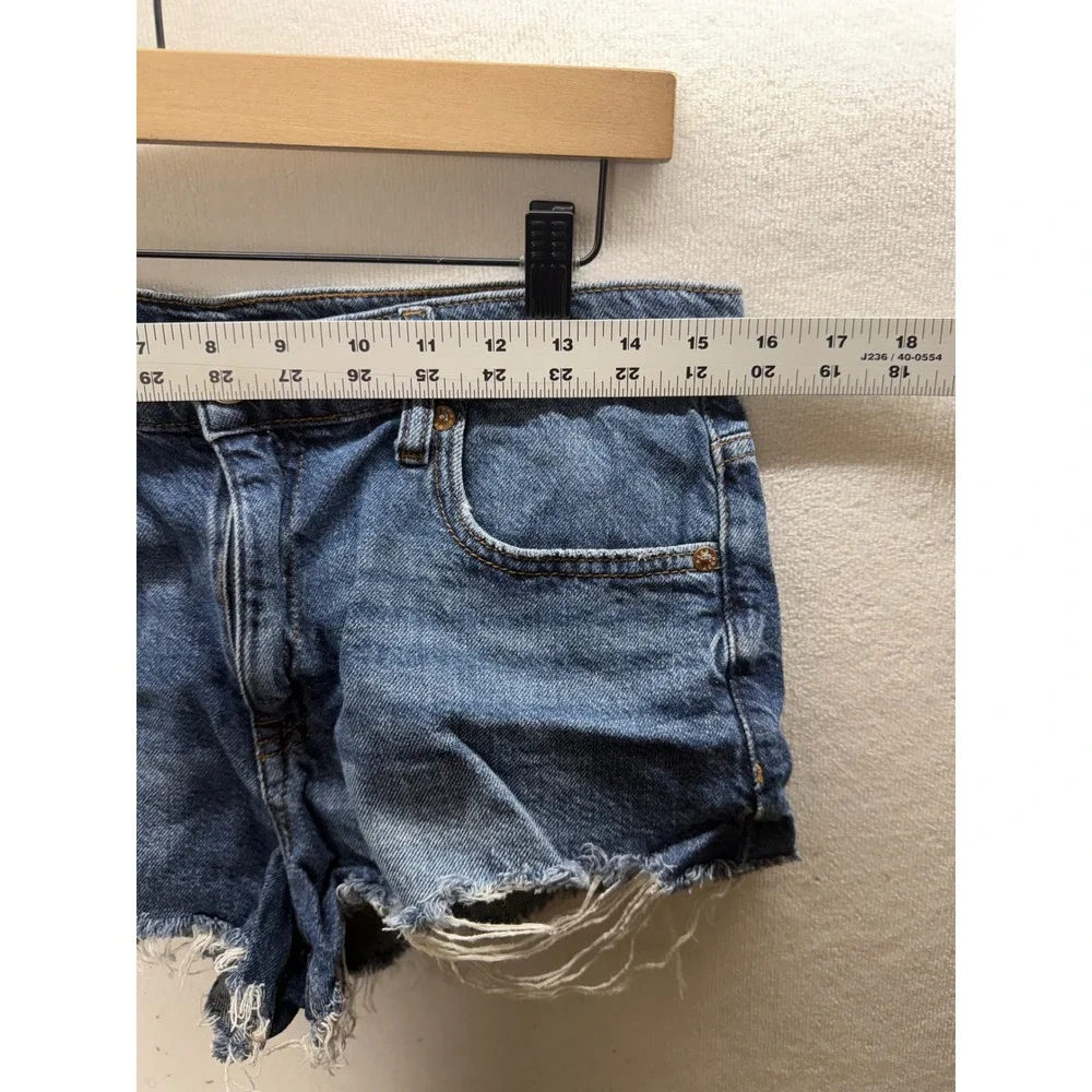 Aeropostale Denim Shorts Womens 6 Blue  Distressed High Rise Shorty 3504